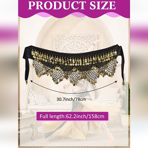 Bellydance Coin Belts - one Color Left- BLUE - Picture 2 of 7